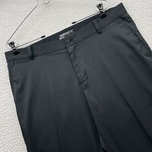Nike Golf Tech Pants Mens 36x32 (Tag 34x32) Black Flat Front Dri-Fit Stretch